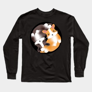 Kawaii Aesthetic Yin Yang Corgi Balance Symbol Long Sleeve T-Shirt